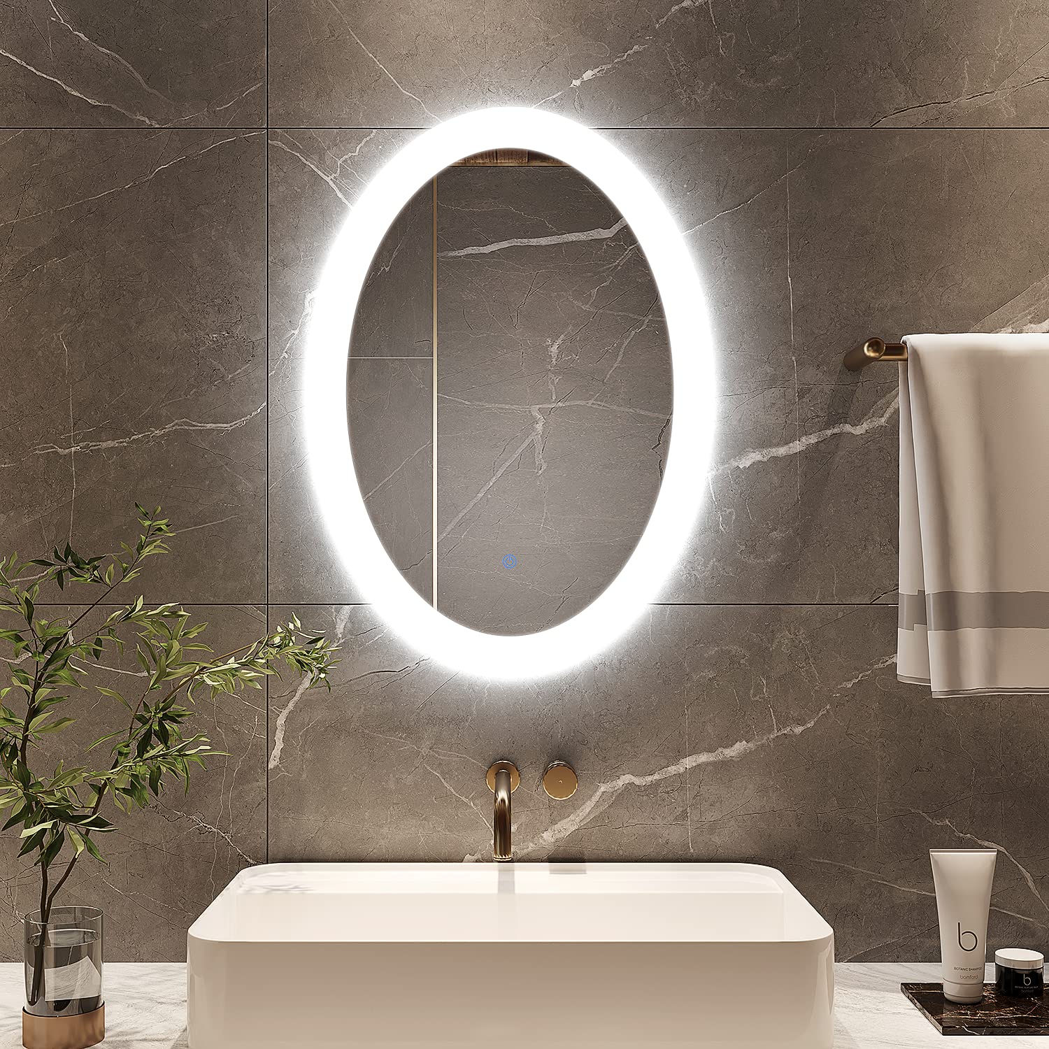 MIRPLUS 20''×28'' Oval LED Bathroom Mirror Backlit Anti-fog Dimmable