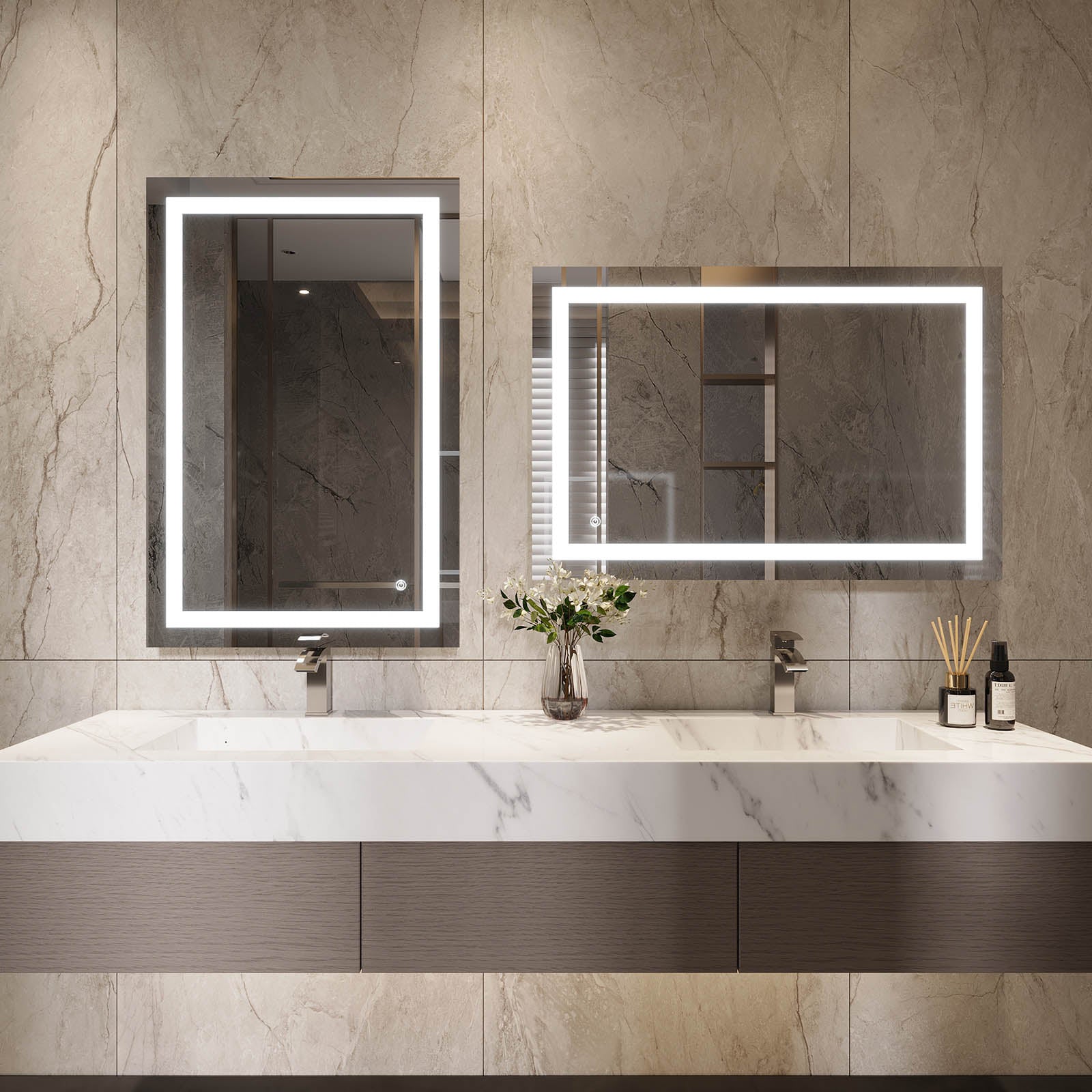 MIRPLUS 24''×32'' Rectangular Lighted Bathroom Mirror
