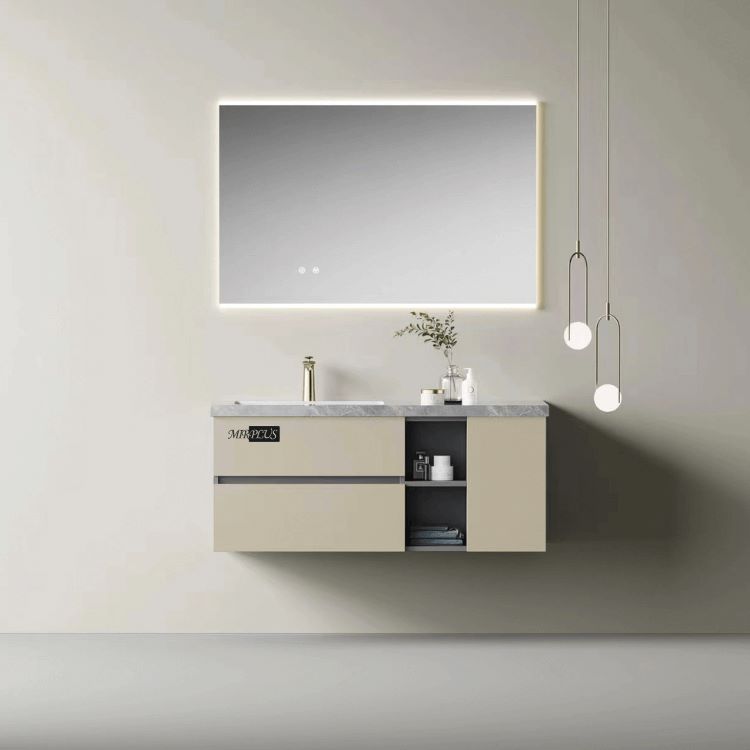 Floating Vanity vs Freestanding: modern led mirror luxurious rectangle floating vanity in large size