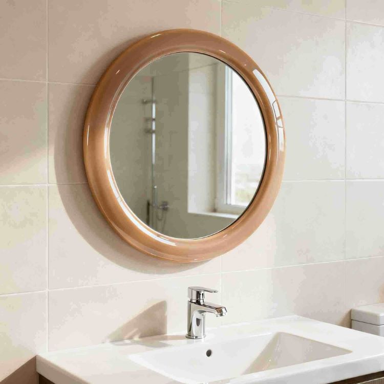 resin frame bathroom mirror with warm color