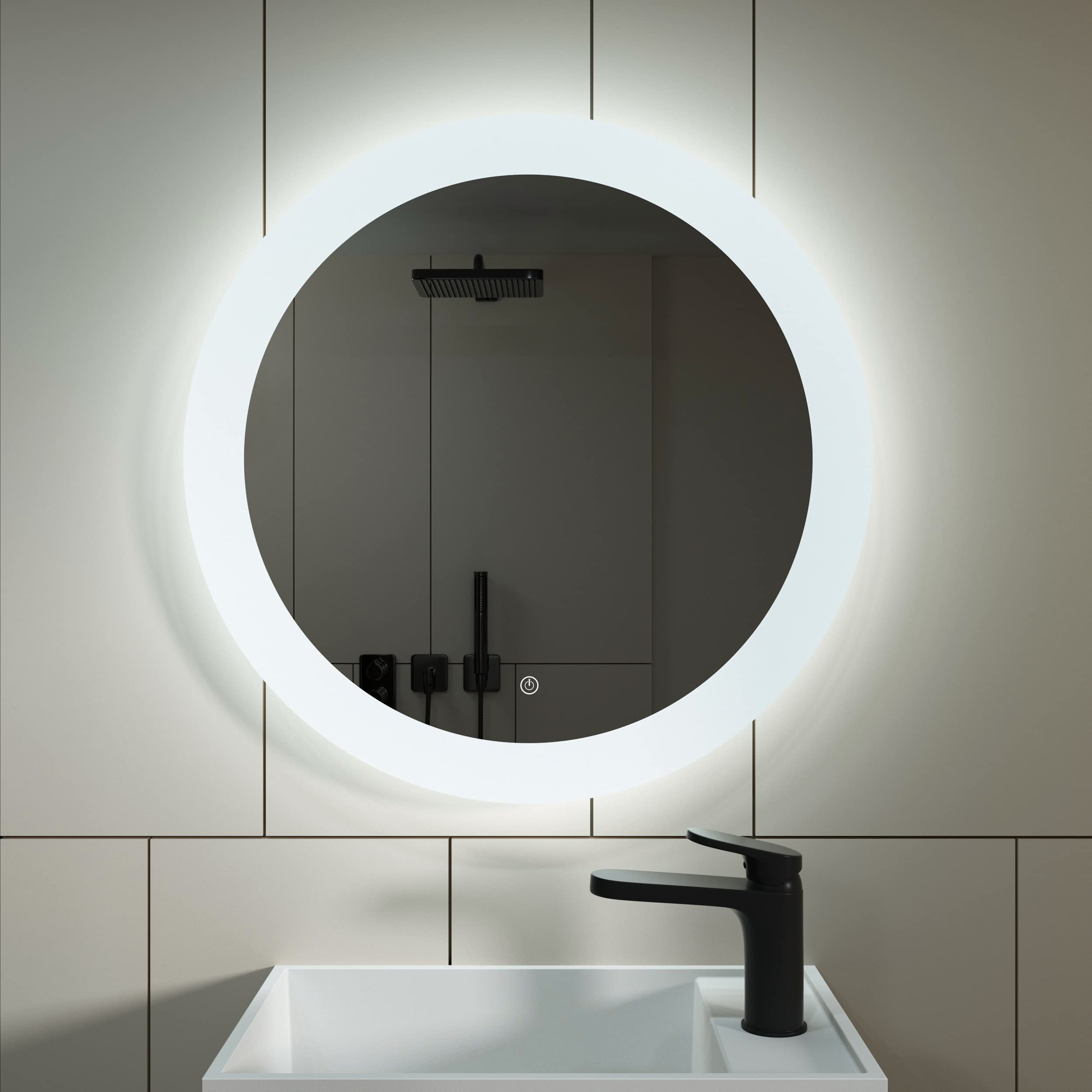 Mirplus Modern wall-mounted LED mirror with touch controls