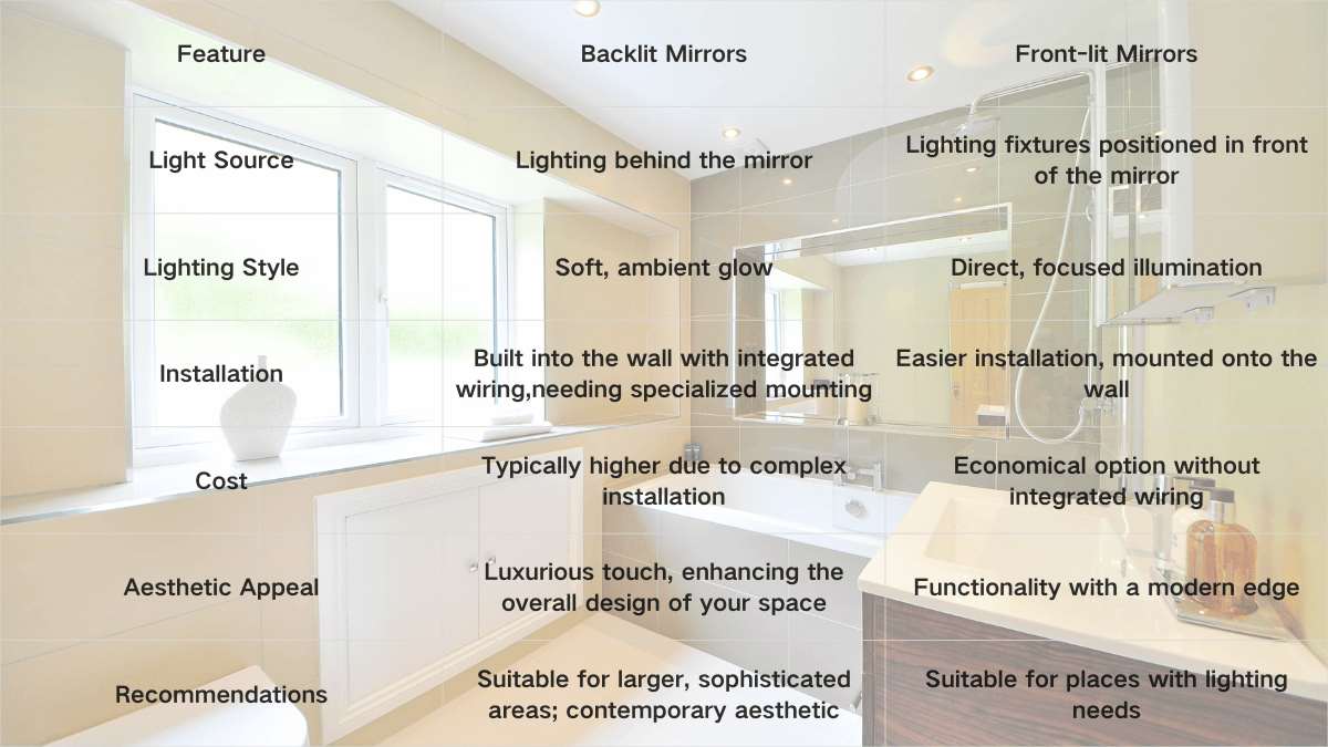 Key Differences Between Frontlit vs Backlit Mirrors