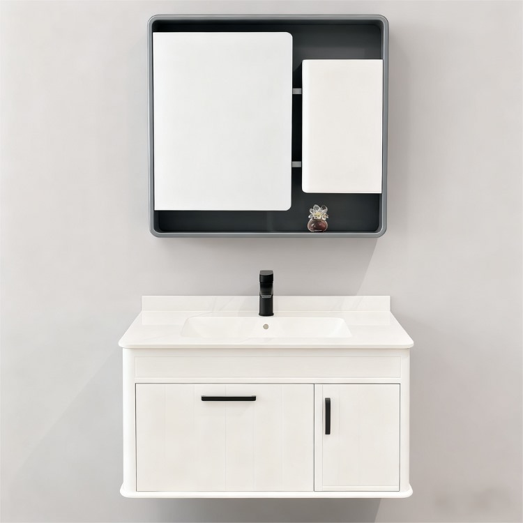 Mirplus Modern PVC Bathroom Vanity with Sink Lighting lavabo mirror cabinet