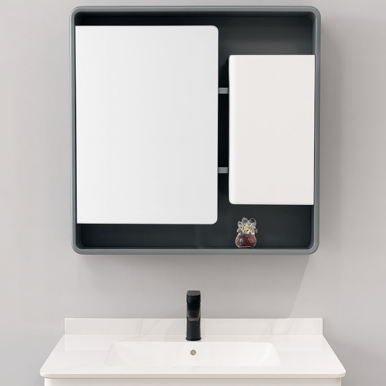 Mirplus new design pvc bathroom vanity mirror cabinet 100% waterproof