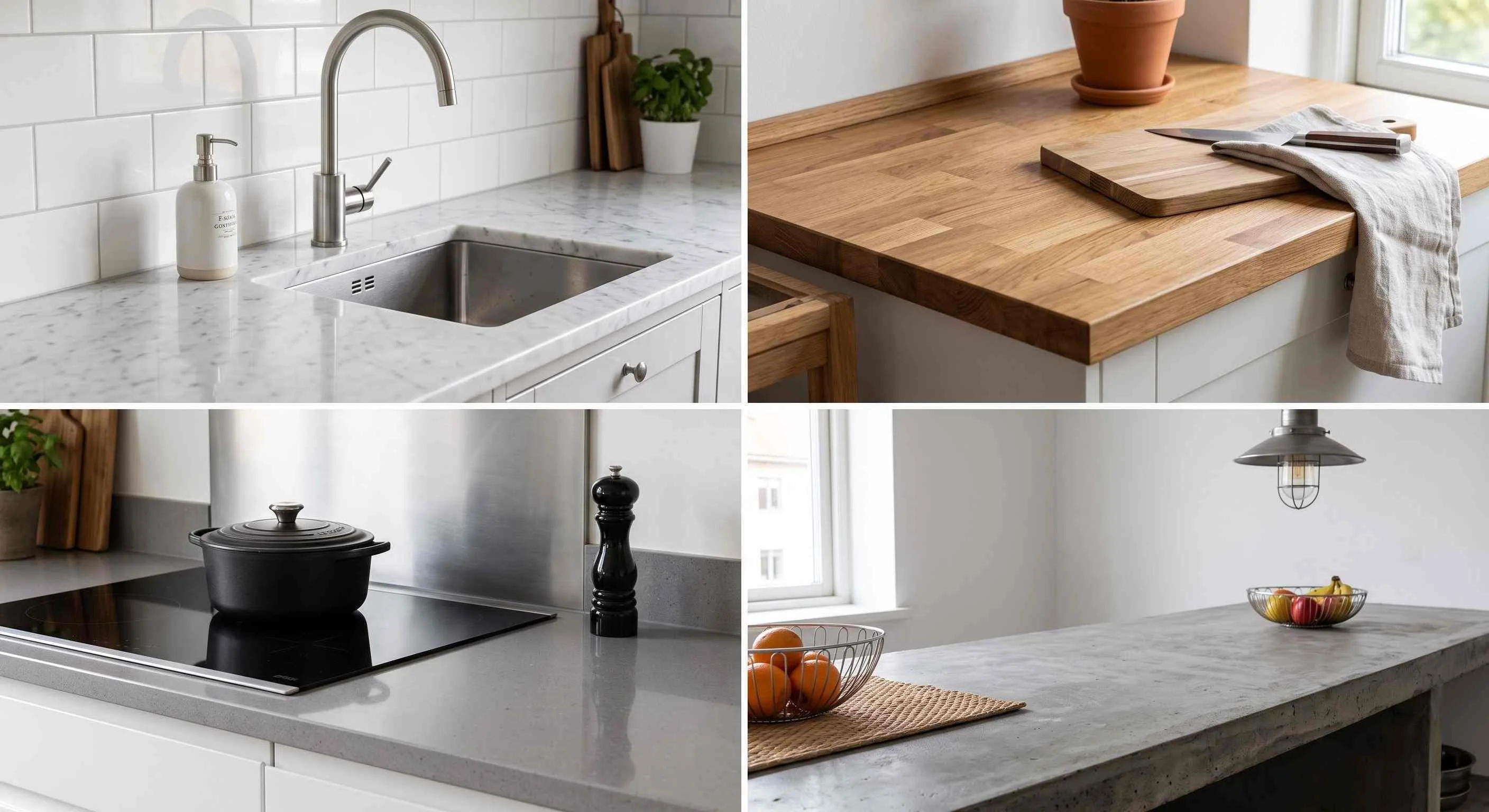 different countertop materials options for custom kitchen cabinets